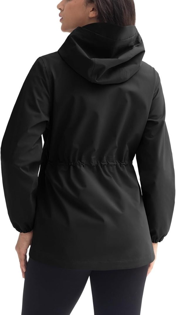 Women Cycling Rain Jacket Waterproof Lightweight Packable Raincoat with Hood Windbreaker for Outdoor Travel Hiking - Image 2