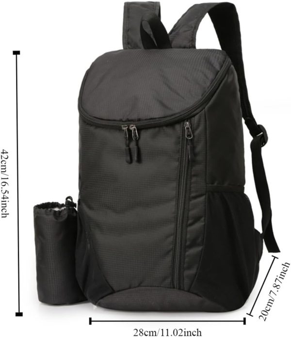 Portable Foldable Backpack Folding Mountaineering Bag, Ultralight Outdoor Cycling Rucksack, Travel Hiking Knapsack (Black) - Image 2