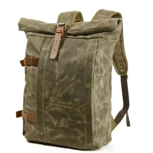 Men Laptop Oil Waxed Multifunctional Anti-Theft Mountaineering Waterproof Travel Bag Leisure - Image 2