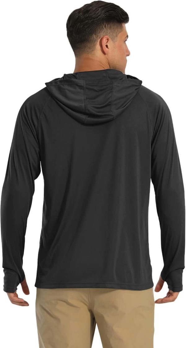Men's Hooded  50+ Sun Protection T Shirts Long Sleeve Athletic Fishing Shirts Rash Guards - Image 2