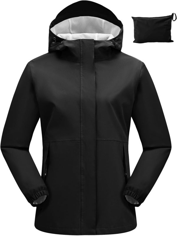 Women Cycling Rain Jacket Waterproof Lightweight Packable Raincoat with Hood Windbreaker for Outdoor Travel Hiking