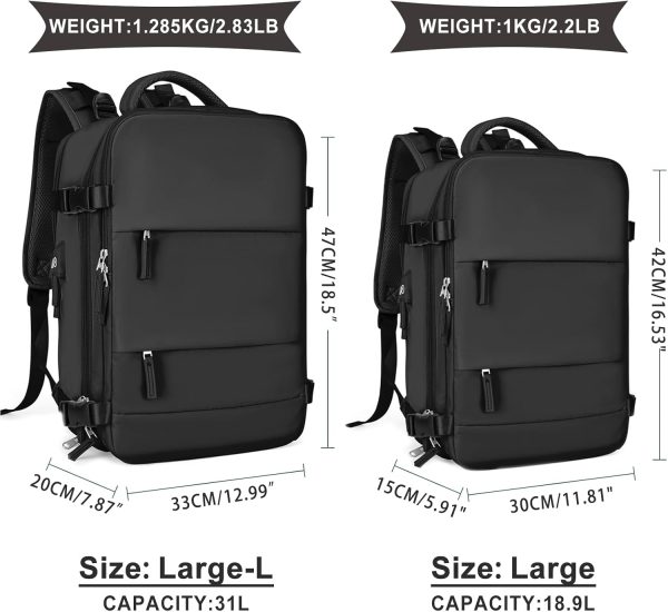 Large Travel Backpack For Women Men,Carry On Backpack,Hiking Backpack Waterproof Outdoor Sports Rucksack Casual Daypack Travel Essentials（Black） - Image 2
