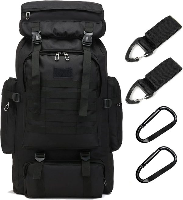 70L Hiking Backpack for Men, Waterproof Lightweight Camping Backpack, Military Rucksack with , 3-Day Assault Pack for Travel, Climbing, Outdoor Sports(Black)