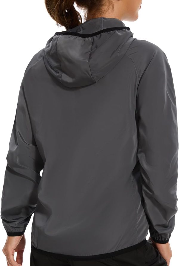 Women Rain Jacket with Hood Zipper Rain Coat Long Sleeves Raincoat Stylish Rain Suit Top Outdoor Travel Coat - Image 2