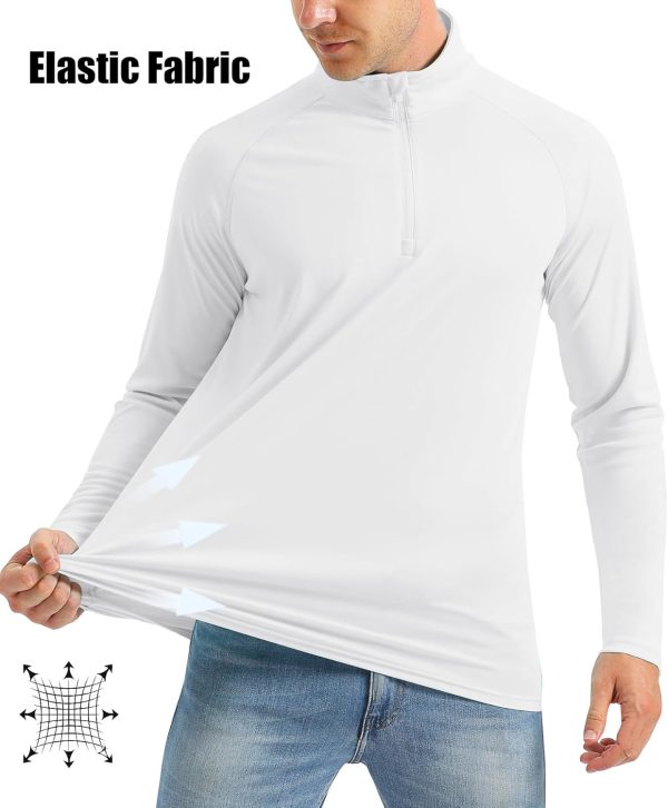 Men's Long Sleeve Sun Shirts  50+ Tees 1/4 Zip Up Fishing Running Rash Guard T-Shirts Outdoor Shirt - Image 2