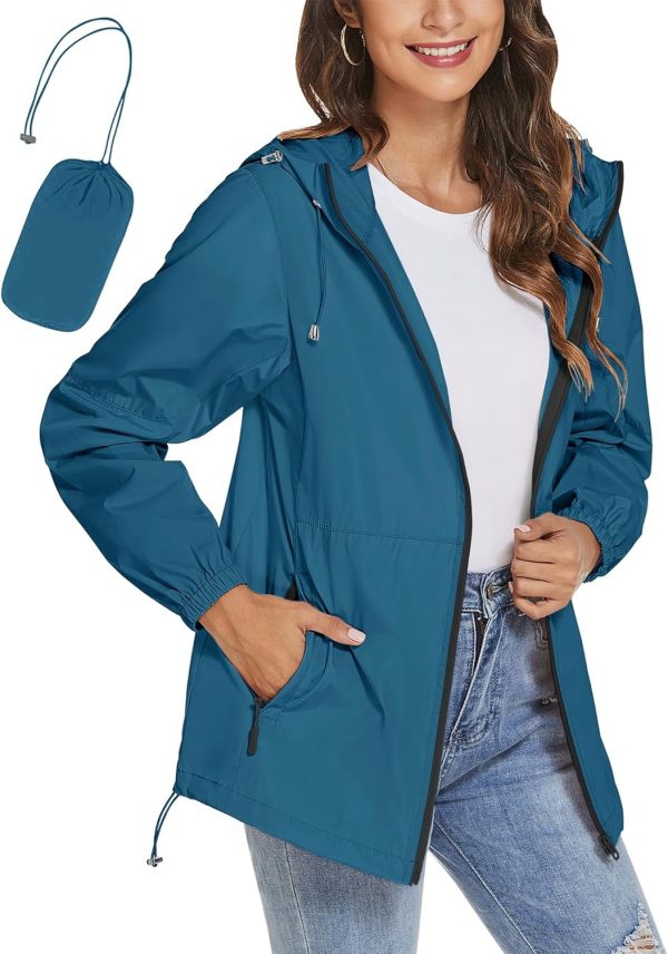Women Rain Jackets Waterproof Windbreaker Jackets lightweight Portable Rain Coat