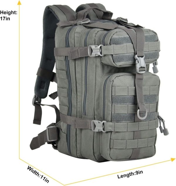 Small Military Tactical Backpack 30L Assault Backpack Tactical Bag for Outdoor,Hiking, Camping Travel (Grey) - Image 2