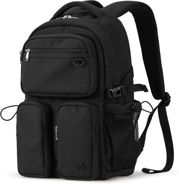 Travel Laptop Backpack, Lightweight Durable School Bookbag Men Woman 15.6" Computer Bag, Water Resistant Outdoor Hiking Backpacks With Multifunction Pockets, 17 Inch, Black