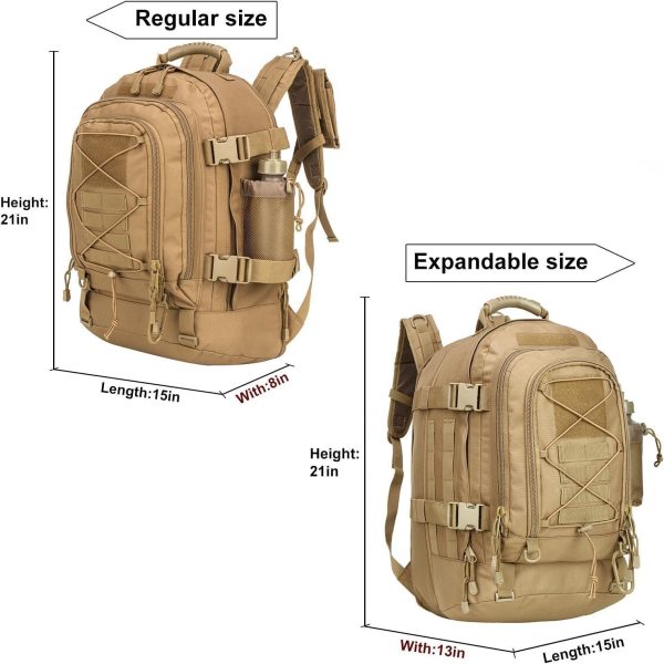 Expandable 40-64L Military Tactical Backpack 3 Day Bag Hiking Gym Sport Camping - Image 2