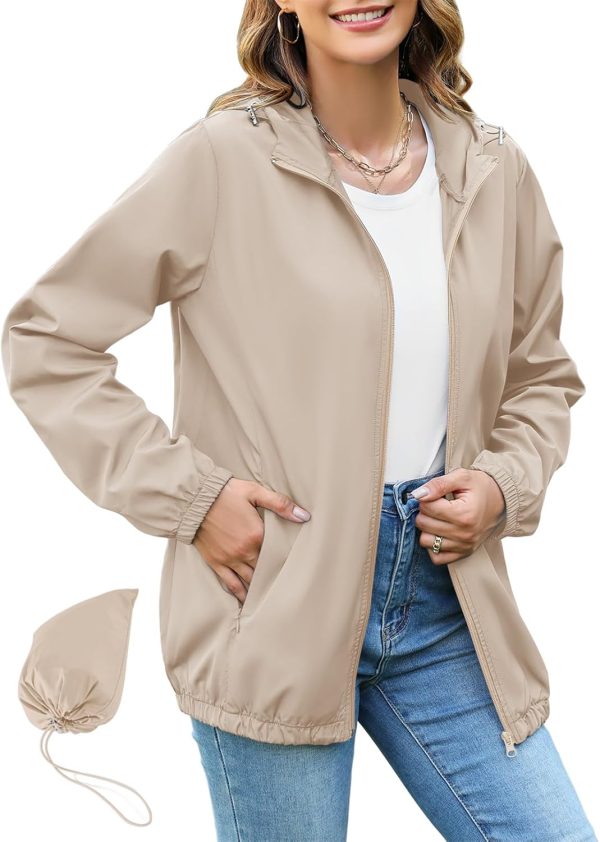 Rain Jacket Women Lightweight Waterproof Raincoats Packable Travel Hiking Hooded Windbreaker with Pockets S-XXL - Image 2