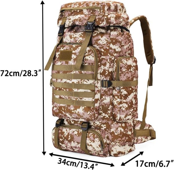 80L Hiking Camping Backpack,Hunting Backpack for Outdoor,Backpack Waterproof,Tactical Backpack for Men Women - Image 2