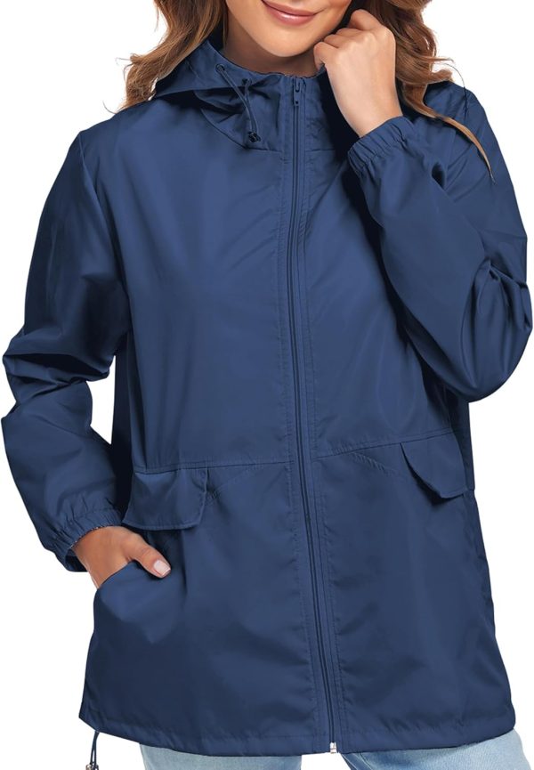 Women Lightweight Raincoat Waterproof Packable Outdoor Windproof Hooded Active Rain Jacket S-XXL - Image 2