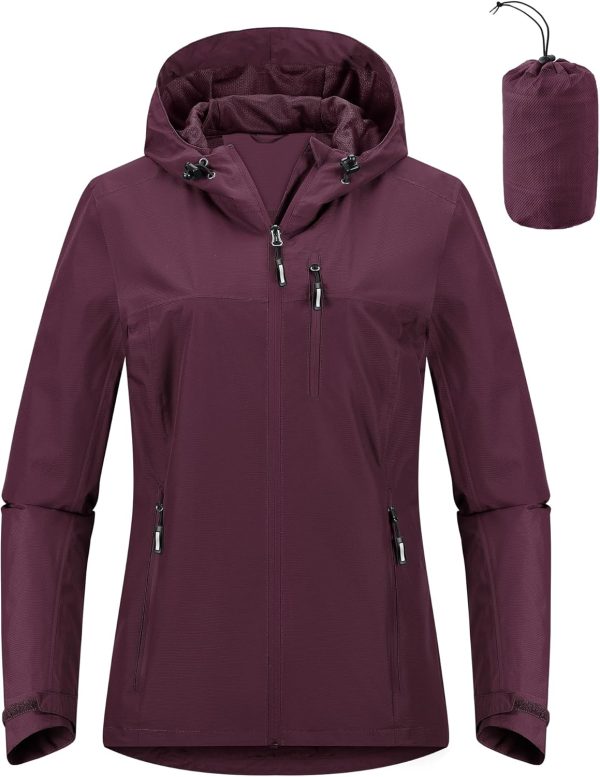 Packable Rain Jacket Women Lightweight Waterproof Raincoat with Hood Cycling Bike Jacket