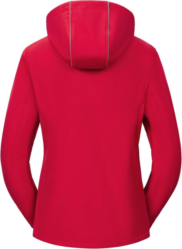 Women Softshell Jacket Lightweight Fleece Lined Rain Jacket Waterproof Warm Windbreaker Coat With Removable Hood - Image 2
