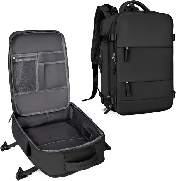 Large Travel Backpack For Women Men,Carry On Backpack,Hiking Backpack Waterproof Outdoor Sports Rucksack Casual Daypack Travel Essentials（Black）
