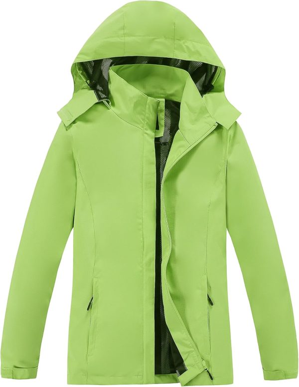 Women Lightweight Rain Jacket with Hood, Waterproof Travel Jacket