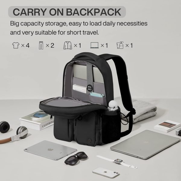 Travel Laptop Backpack, Lightweight Durable School Bookbag Men Woman 15.6" Computer Bag, Water Resistant Outdoor Hiking Backpacks With Multifunction Pockets, 17 Inch, Black - Image 2