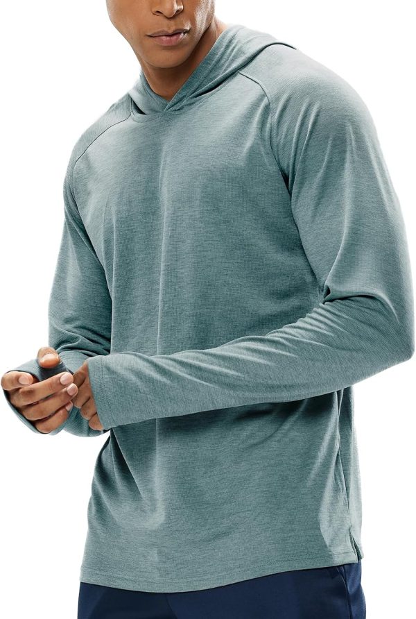 Men's  50+ Sun Protection Hoodie Long Sleeve  Fishing Hiking Running Thumbhole Shirts Hooded Quick Dry Lightweight